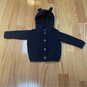 Carter’s woven knit material navy blue hooded button up sweater size 3months